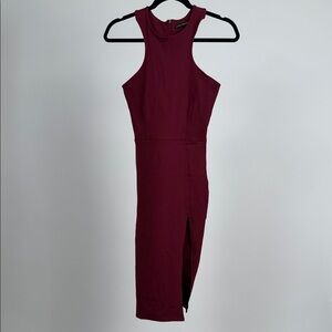 Elegant Sleeveless Burgundy Midi Dress